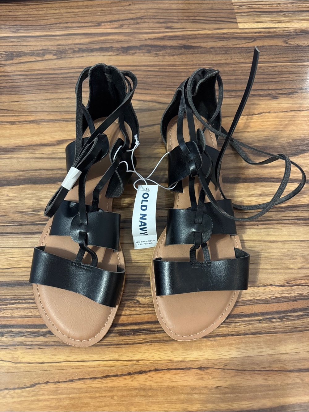 Old Navy Black Strappy Lace-Up Gladiator Sandals
